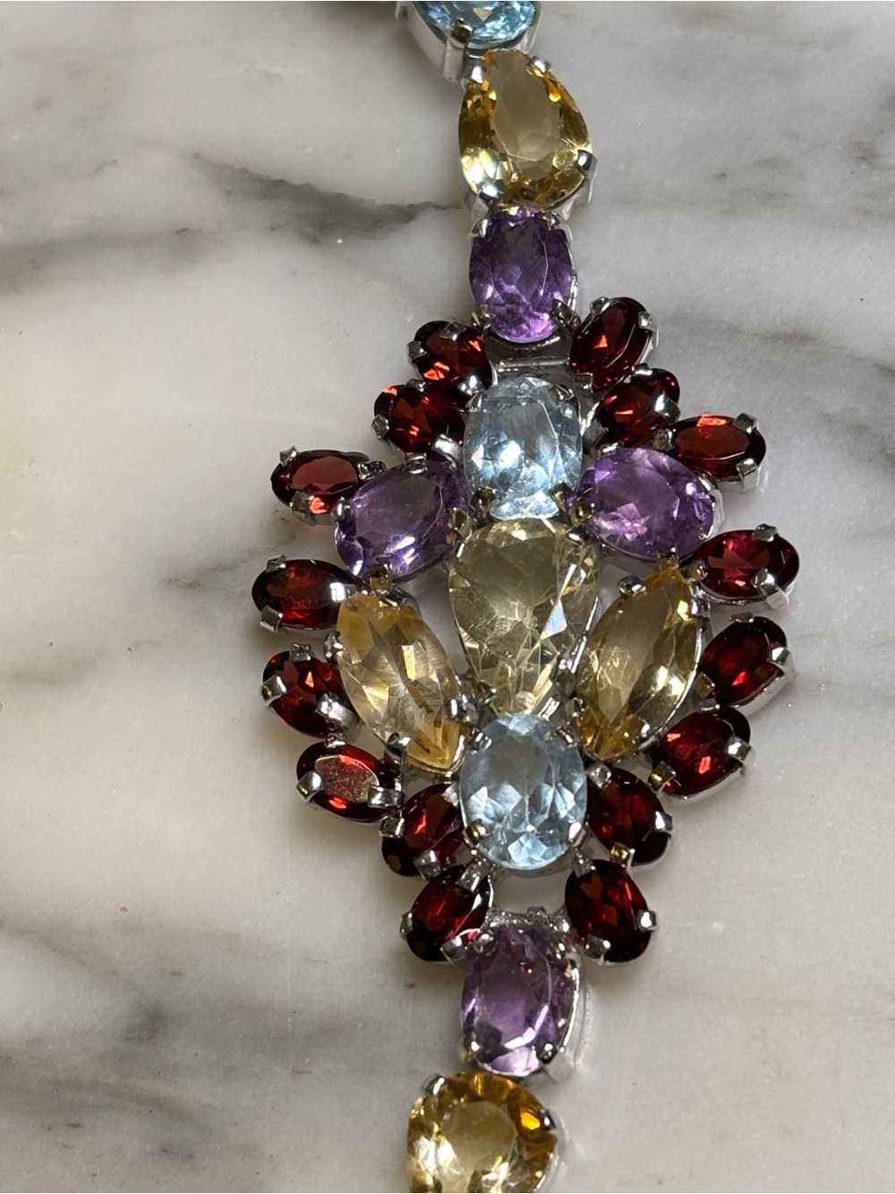 Sterling silver bracelet with various gemstones - Picture 5 of 12